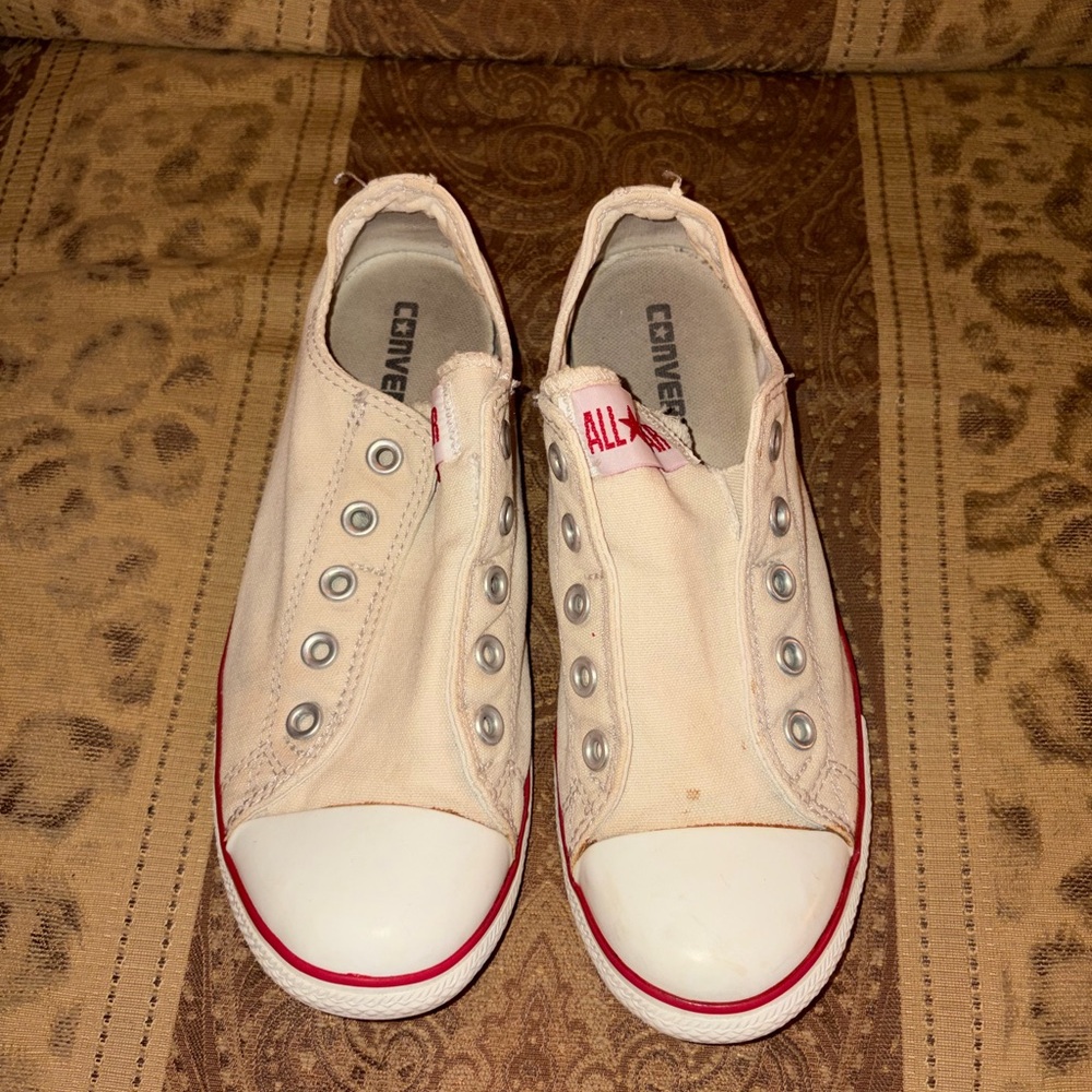 Converse Slip-On Sneakers - Cream and Red